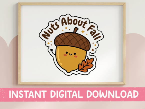 Download Nuts About Fall Acorn Sticker Design - Design Collection