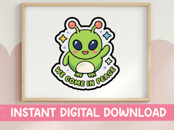 Download We Come in Peace Alien Sticker Design - Design Collection