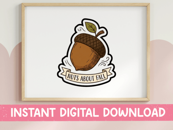 Download Nuts About Fall Acorn Sticker Design - Design Collection
