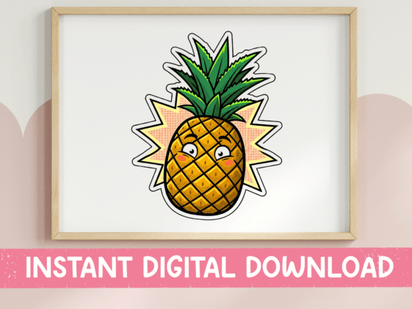 Download Cute Kawaii Pineapple Sticker Design - Design Collection