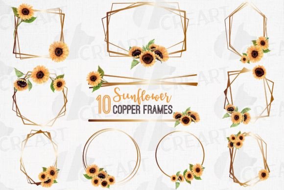 Download Sunflower Geometric Copper Frame Design - Design Collection
