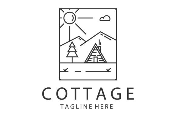 Download Cottage Minimalist Line Art Logo Design - Design Collection